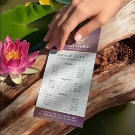 Lila Gold Lotus YOGA Reiki Instruktorpreisliste Werbekarte