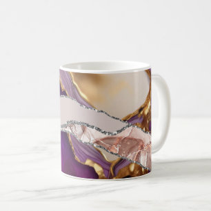 Lila Gold Luxus Elegantes Design Flüssigkeitstextu Kaffeetasse