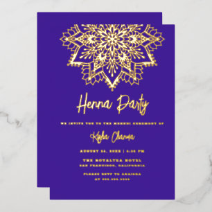 Lila Gold Mandala Henna Party Mehndi Real Gold Folieneinladung