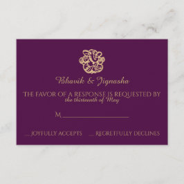 Lila Gold Mandala Indian Wedding Response Card RSVP Karte