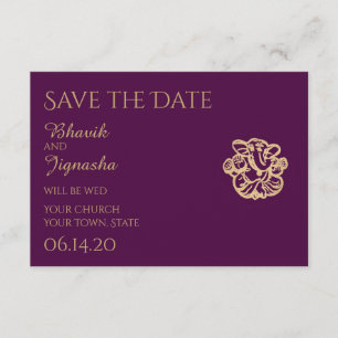 Lila Gold Mandala Indian Wedding Save the Date