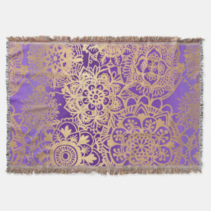 Lila Gold Mandala-Muster Decke