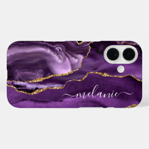 Lila Gold Marble iPhone Case mit Individuelle Name