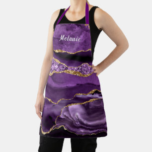 Lila Gold-Marmor-Individuelle Name-Schürze-Geschen Schürze