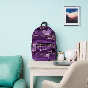 Lila Gold-Marmor-Rucksack mit Individuelle Name Bedruckter Rucksack