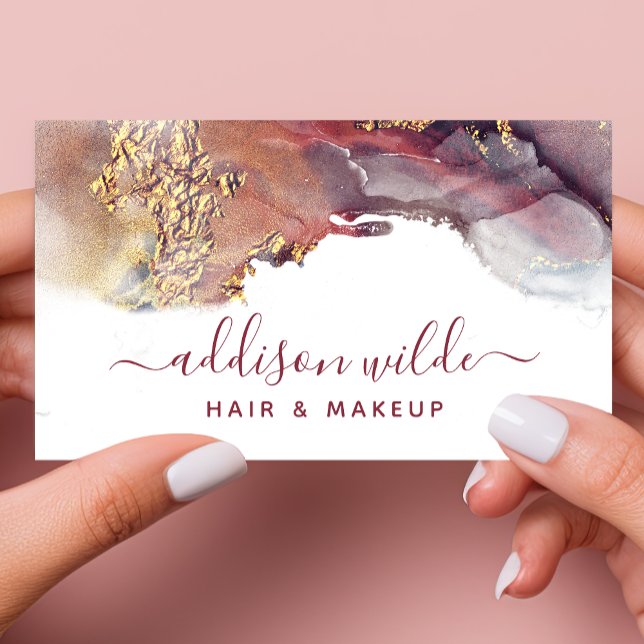 Lila Gold Moderne Kunst Flüssige Wasserfarben Tint Visitenkarte (Von Creator hochgeladen)