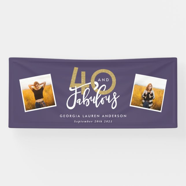 lila & gold modernes Foto 40 und fabelhaft Banner (Horizontal)