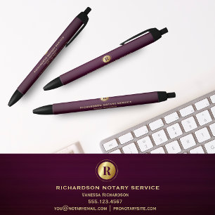 Lila Gold Monogram Notary Business Elegant Kugelschreiber
