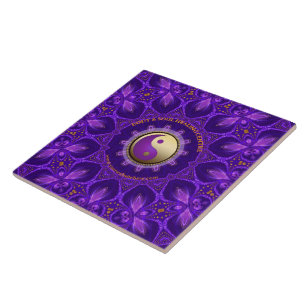 Lila Gold Pink Energy Healing Mandala Fliese