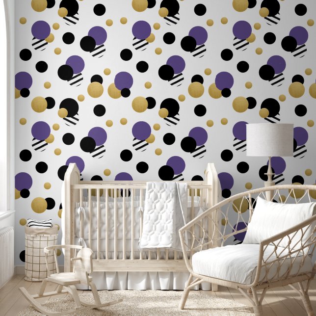 Lila Gold Polka Dot Tapete (Kinder)