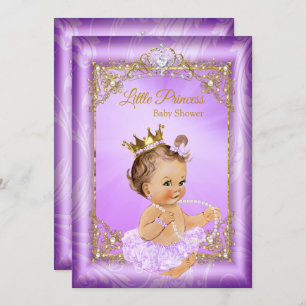 Lila Gold Princess Baby Shower Girl Einladung