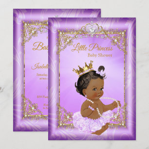 Lila Gold Prinzessin Baby Shower Ethnisch Mädchen Einladung
