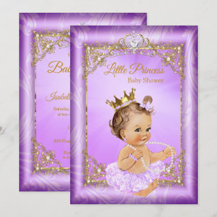 Lila Gold Prinzessin Baby Shower Mädchen Einladung