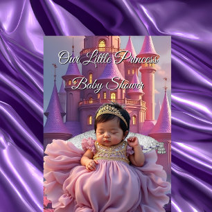 Lila Gold Prinzessin Baby Shower Schloss Einladung