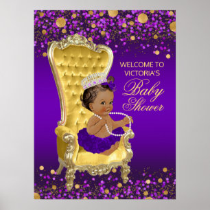 Lila Gold Prinzessin Baby Shower Willkommensschild Poster