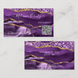 Lila Gold QR Code Business Card Design Ihre eigene Visitenkarte