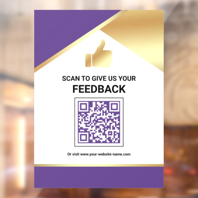 Lila Gold QR-Code Kundenfeedback Bewertung Fensteraufkleber (Blatt 2)