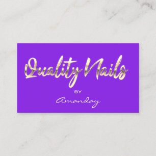Lila Gold Quality Nails Script QR-Logo Visitenkarte