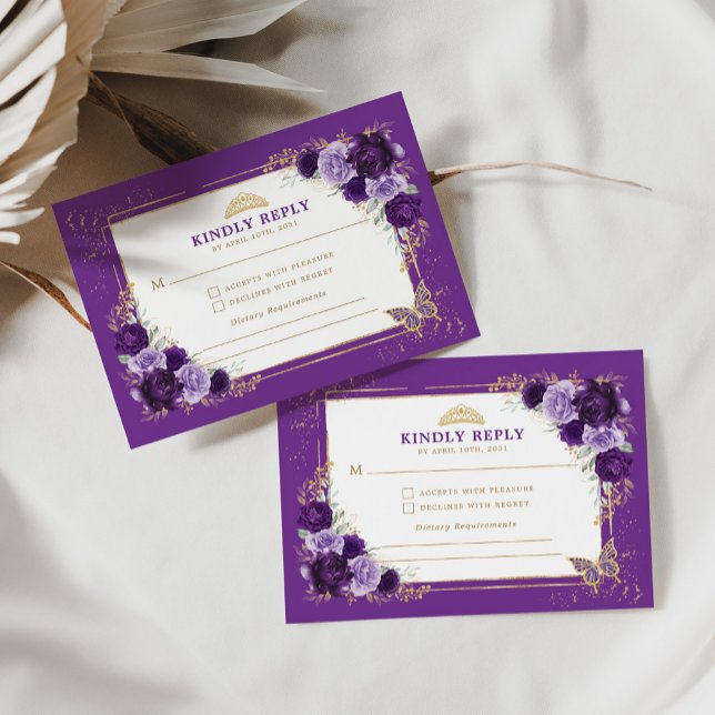 Lila Gold Quinceanera Mis Quince 15 Anos UAWG Begleitkarte (Von Creator hochgeladen)