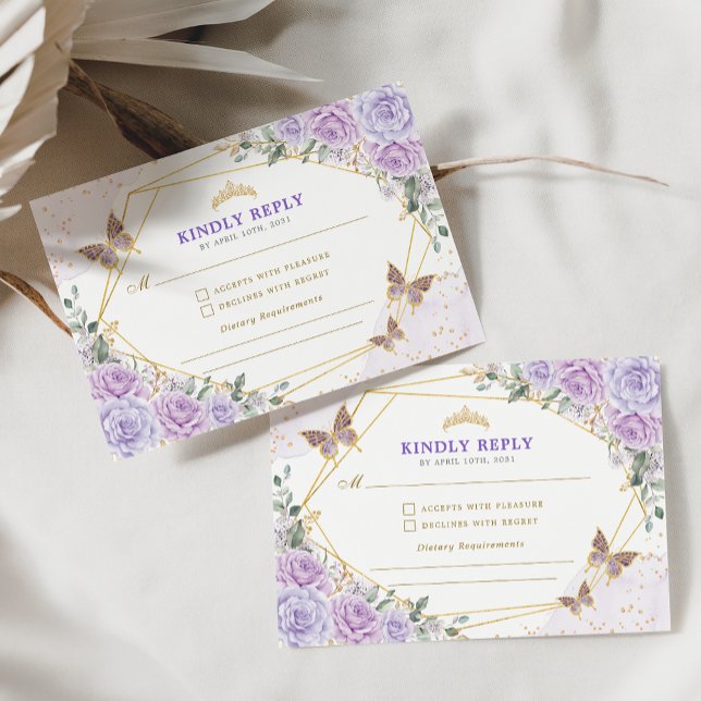 Lila Gold Quinceanera Mis Quince 15 Anos UAWG Begleitkarte (Von Creator hochgeladen)