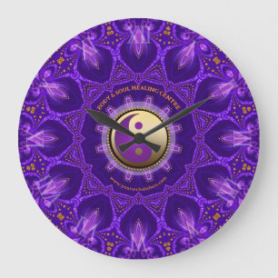 Lila Gold Rosa Energie-Heilungs-Mandala Große Wanduhr