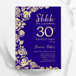 Lila Gold Rose Überraschung 30. Geburtstag Einladung<br><div class="desc">Lila Gold Floral Überraschung 30. Geburtstag Party Einladung. Elegantes Design mit Rose,  Imitaten Goldfolie und Typografie Script Schriftart. Die trendige Einladungskarte eignet sich perfekt für eine stilvolle Damenfeier. Kann für jedes Alter angepasst werden. Gedruckte Zazzle-Einladungen oder Sofortdownload digitaler Druckvorlage.</div>