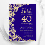 Lila Gold Rose Überraschung 40. Geburtstag Einladung<br><div class="desc">Lila Gold Floral Überraschung 40. Geburtstag Party Einladung. Elegantes Design mit Rose,  Imitaten Goldfolie und Typografie Script Schriftart. Die trendige Einladungskarte eignet sich perfekt für eine stilvolle Damenfeier. Kann für jedes Alter angepasst werden. Gedruckte Zazzle-Einladungen oder Sofortdownload digitaler Druckvorlage.</div>