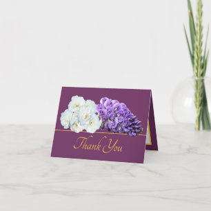 Lila Gold Rose Wisteria Blume Bouquet Vielen Dank Karte