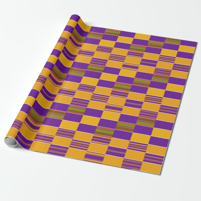 Lila Gold Royal African Kente Wrapping Paper Geschenkpapier (Ungerollt)