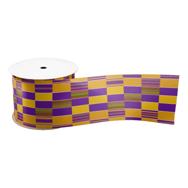 Lila Gold Royal K88 African Kente 3 inch Ribbon Satinband (Spule)