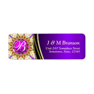 Lila Gold Satin Monogram Address Label