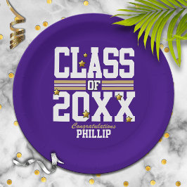 Lila|Gold Schließ Class Jahr Pappteller