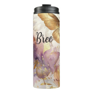 Lila & Gold Schmetterling Aquarell Schmetterlinge Thermosbecher