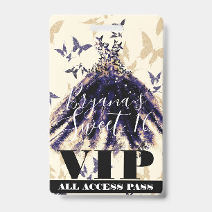 Lila Gold Schmetterling Tanzkleid Sweet 16 VIP Ausweis