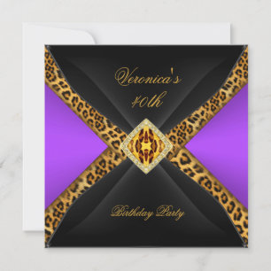 Lila Gold Schwarzer Leopard Schmuck 40. Geburtstag Einladung