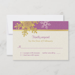 Lila Gold Snowflake Winter Wedding Repair Card RSVP Karte