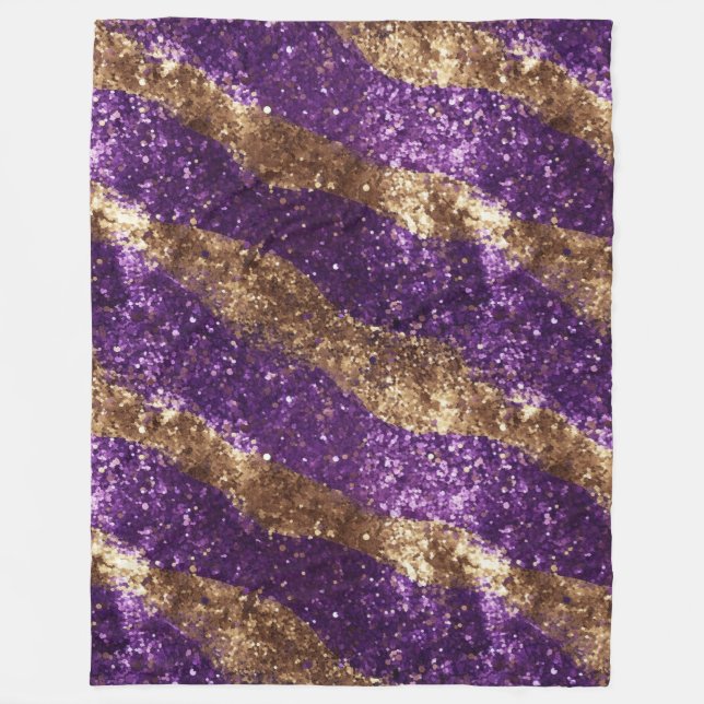 Lila Gold Sparkle Glitzer Girly Fleecedecke (Vorderseite)