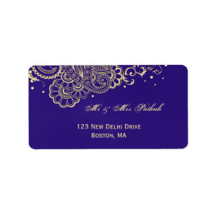 Lila Gold-Spitzen-Henna-Adressetikett Adressaufkleber