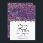 Lila Gold Spritzer Modernes Glam Sweet 16 Party Einladung<br><div class="desc">Passen Sie Ihre Veranstaltung an.</div>