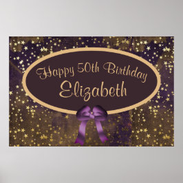 Lila Gold Stardust 50. Geburtstag Poster