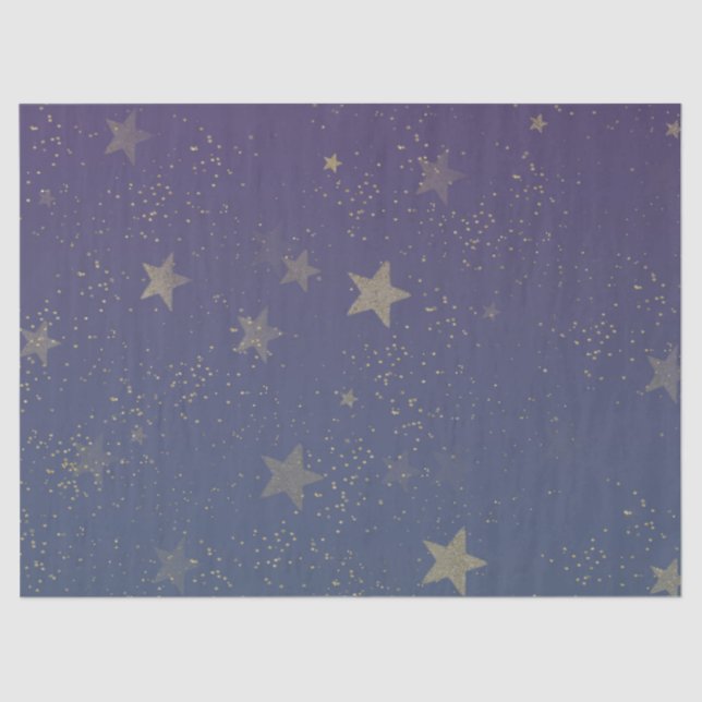 Lila Gold Stars Confetti Seidenpapier (Vorderseite)