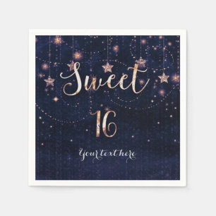 Lila & Gold Sternry Celestial Sweet 16 Party Serviette
