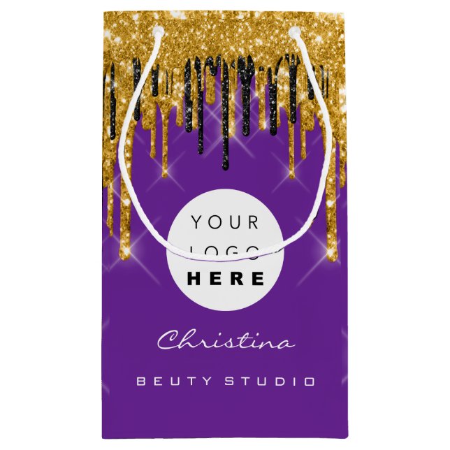 Lila Gold Sweet 16. Bridal Wedding Kosmetik Kleine Geschenktüte (Rückseite)