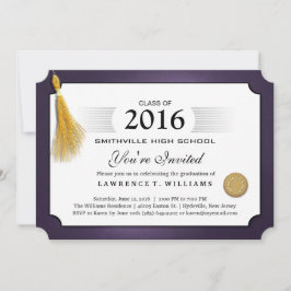 Lila & Gold Tassel Diploma Abschluss Einladung