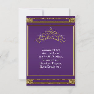 Lila Gold Tiara RSVP Allzweck Karte