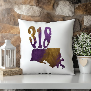 Lila Gold Tiger 318 Area Code Louisiana Staat Kissen