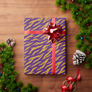 Lila Gold Tiger Geschenkpapier