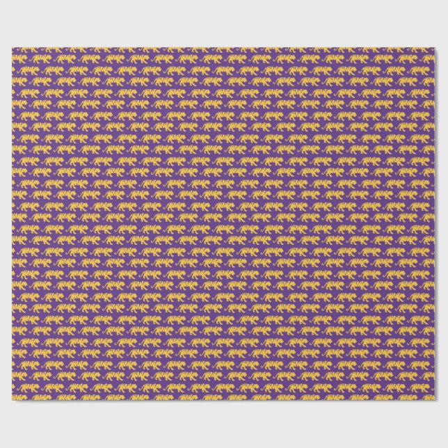 Lila & Gold Tiger Print Wrapper | LSU Geschenkpapier (Flach)