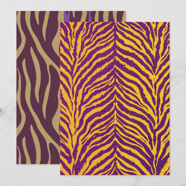 Lila- & Gold Tiger Stripes Scrapbook Einladung (Vorne/Hinten)
