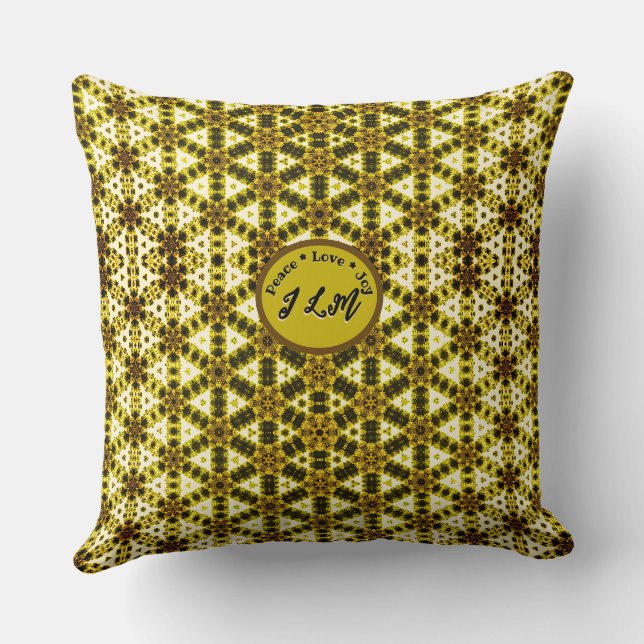 Lila Gold Trellis Musterinitials Kissen (Rückseite)
